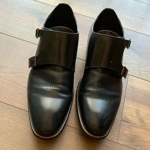 Jivana Mens Classic Oxford Dress Shoes Monk Strap Double Buckle, size 10